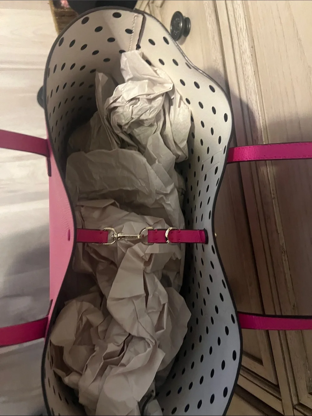 kate spade Hot Pink Tote with Polka Dot Lining